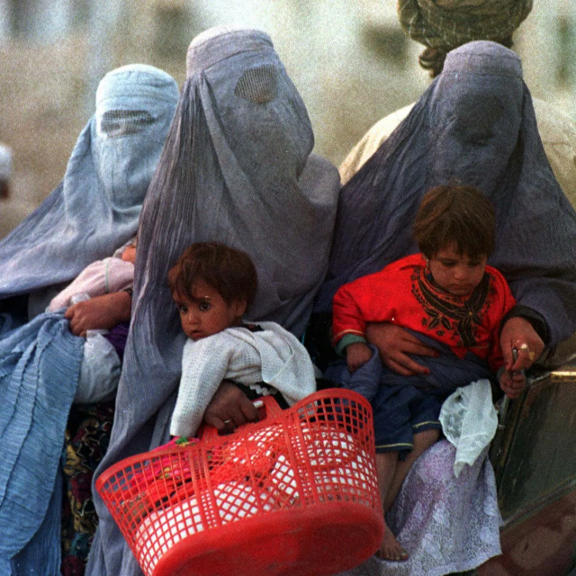 Afghan women and children fleeing the Taliban